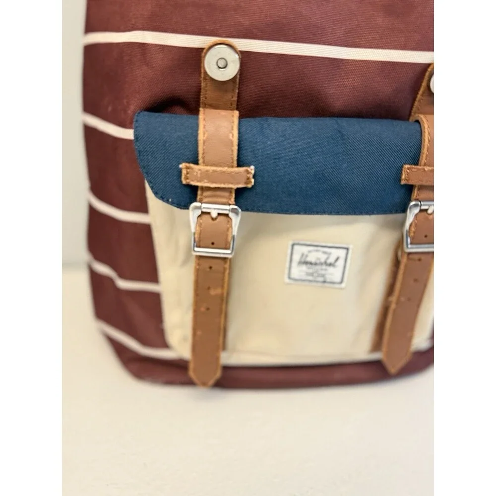 Herschel Supply Co. Little America Backpack Maroon Striped Colorblock 19